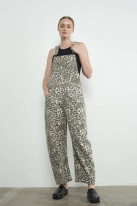 Slouchy Leopard Denim Overall