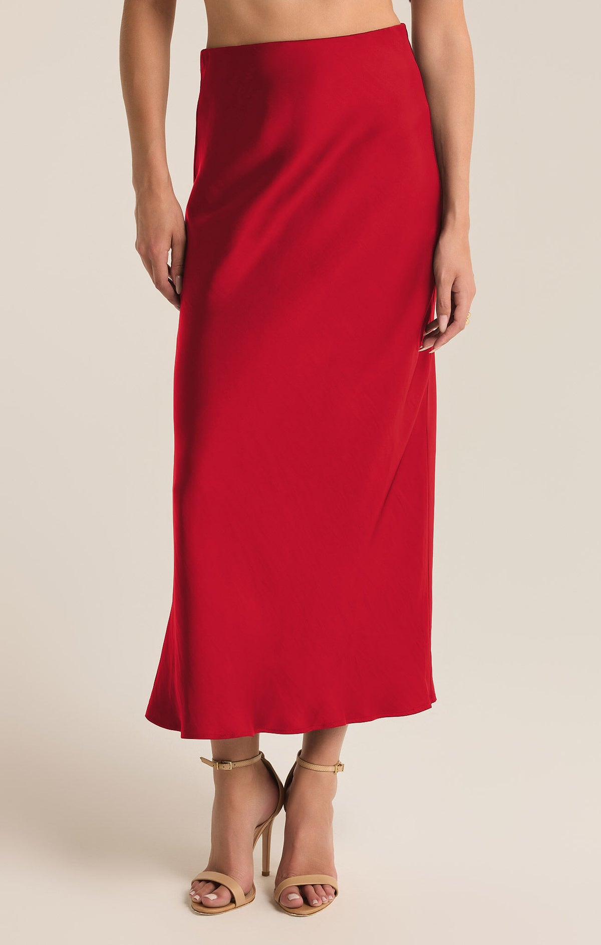 Europa Poly Sheen Skirt- Haute Red