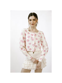 Flower Cropped Cardigan