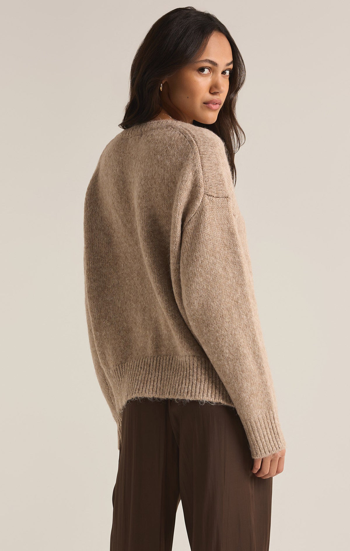 Taupe All I Want V-Neck Sweater