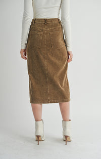 Kahlo Washed Cord Midi Skirt