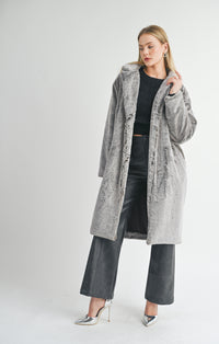 Daring 2 Toned Vegan Fur Coat-Grey Brown