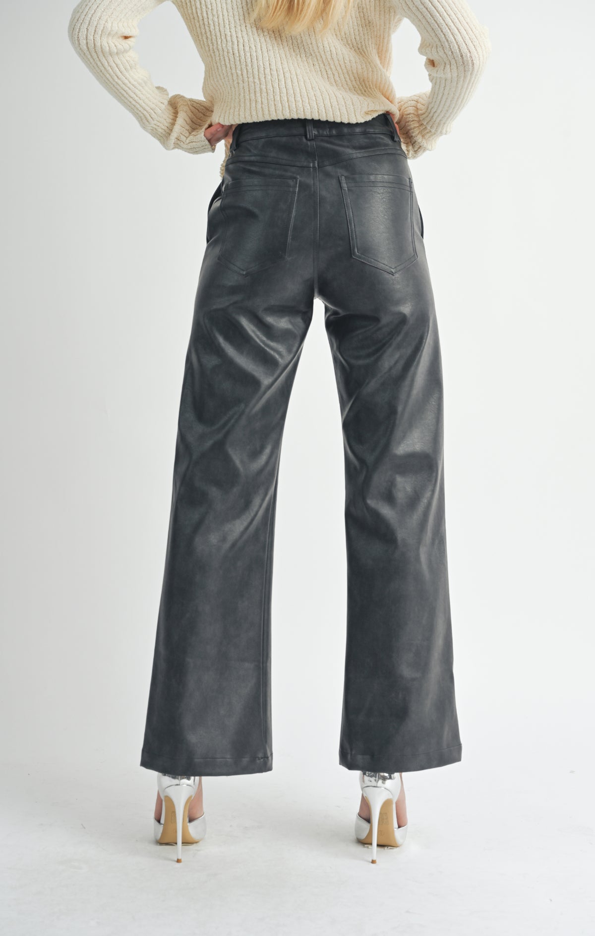 Rebel Seamed Vegan Leather Pants